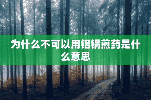 为什么不可以用铝锅煎药是什么意思